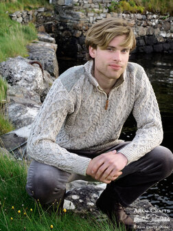 Aran Crafts Wollen trui Curracloe Oatmeal Nep