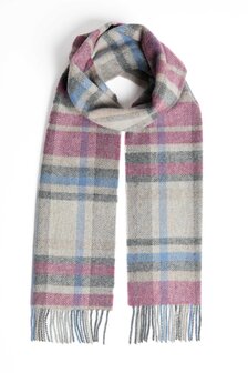 Foxford Lamswollen Sjaal Damask Grey Tartan