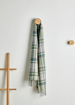 Foxford Lamswollen Sjaal Green Turquoise Cream Tartan