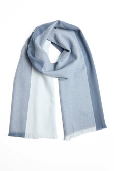 Foxford Fine Merino Extra Grote Sjaal Denim 4 Stripe