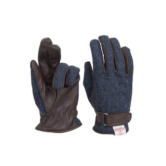 Walker en Hawkes Harris Tweed Hallbrook Handschoenen Midnight Blue