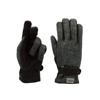 Walker en Hawkes Harris Tweed Hallbrook Handschoenen Steel Grey