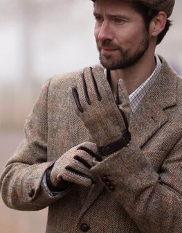 Walker en Hawkes Harris Tweed Hallbrook Handschoenen Charcoal