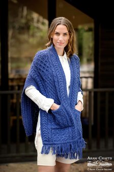 Aran Crafts sjaal poncho Blue Marl
