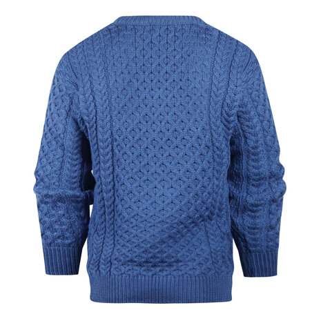 Aran Crafts (Unisex) Wollen Kabeltrui Kildare Denim