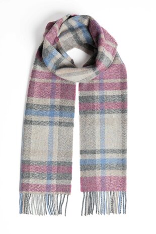 Foxford Lamswollen Sjaal Damask Grey Tartan