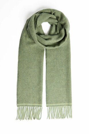 Foxford Lamswollen Sjaal Green Herringbone