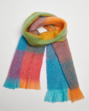Foxford Mohair Grote Sjaal Turquoise Orange