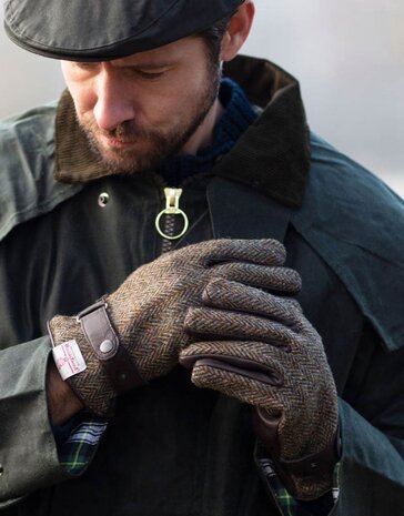 Walker en Hawkes Harris Tweed Hallbrook Handschoenen Charcoal