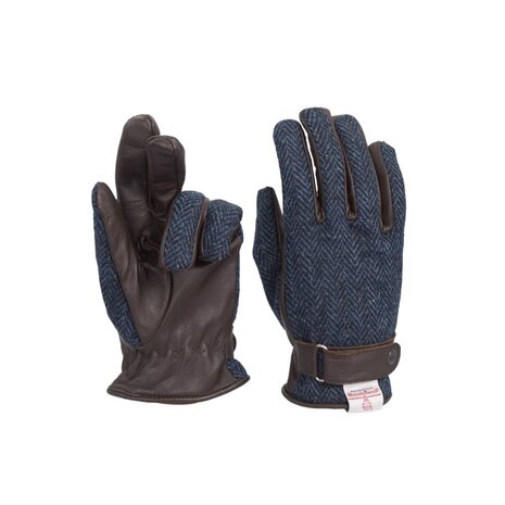 Walker en Hawkes Harris Tweed Hallbrook Handschoenen Midnight Blue