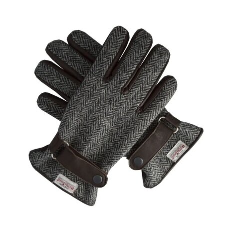 Walker en Hawkes Harris Tweed Hallbrook Handschoenen Steel Grey