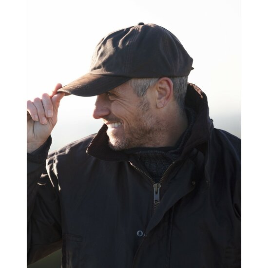 Walker en Hawkes Stallington Wax Baseball Cap Leren Klep Bruin