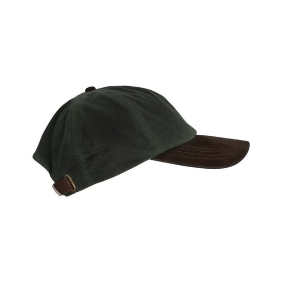 Walker en Hawkes Stallington Wax Baseball Cap Leren Klep Olive