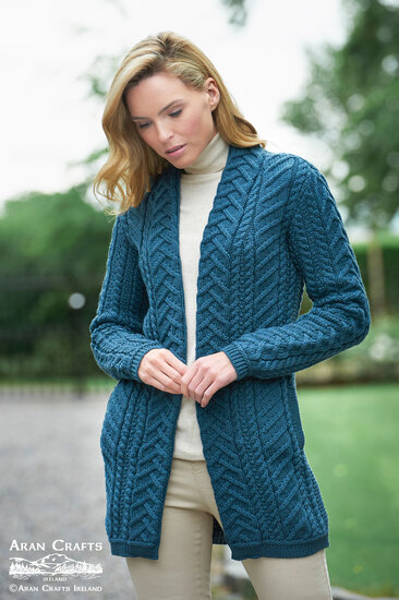 Aran Crafts Merinowollen Vest Bandon Teal