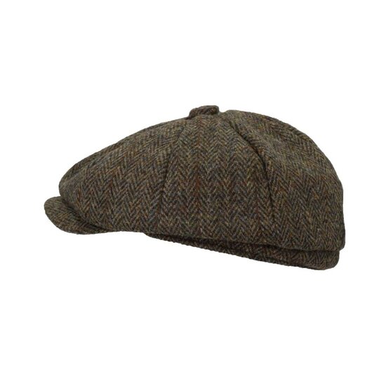 Walker en Hawkes Harris Tweed 8-Panel Thomas Baker Boy Cap Charcoal
