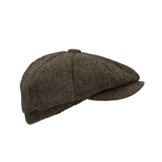 Walker en Hawkes Harris Tweed 8-Panel Thomas Baker Boy Cap Charcoal