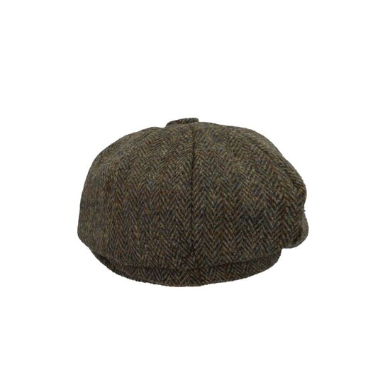 Walker en Hawkes Harris Tweed 8-Panel Thomas Baker Boy Cap Charcoal