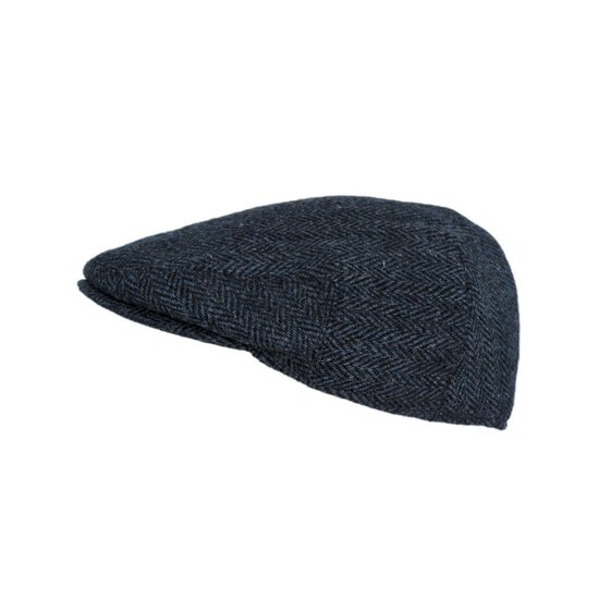 Walker en Hawkes Harris Tweed Oakmoor Flat Cap Midnight Blue