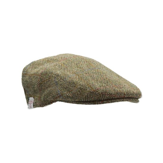 Walker en Hawkes Harris Tweed Oakmoor Flat Cap Moss Green