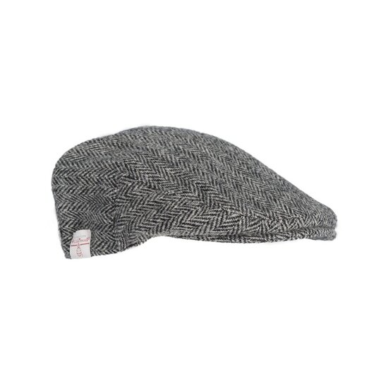 Walker en Hawkes Harris Tweed Oakmoor Flat Cap Steel Grey