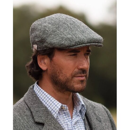Walker en Hawkes Harris Tweed Oakmoor Flat Cap Steel Grey