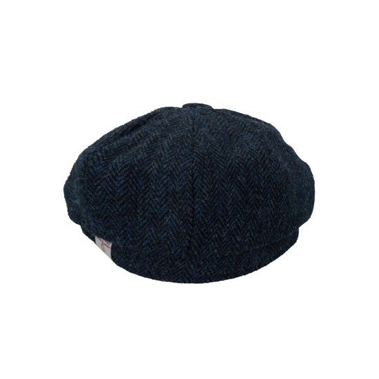 Walker en Hawkes Harris Tweed 8-Panel Thomas Baker Boy Cap Midnight Blue