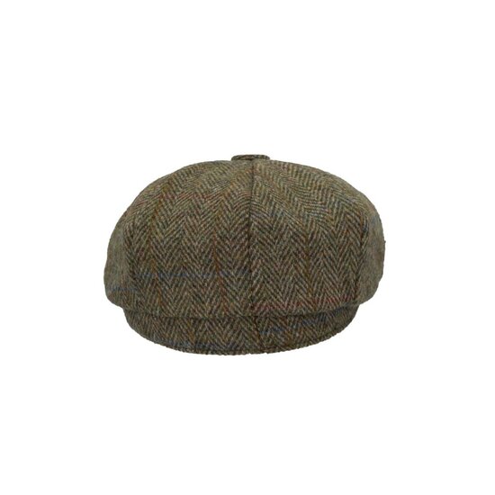 Walker en Hawkes Harris Tweed 8-Panel Thomas Baker Boy Cap Moss Green