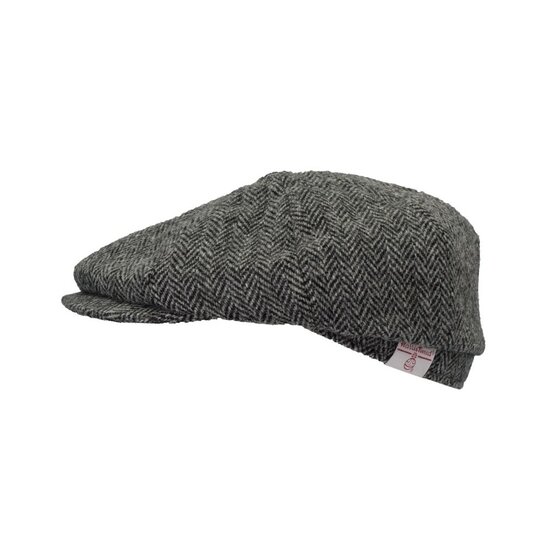 Walker en Hawkes Harris Tweed 8-Panel Thomas Baker Boy Cap Steel Grey