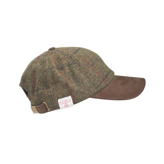 Walker en Hawkes Harris Tweed Brungton Baseball Cap Leren Klep Hunter Green