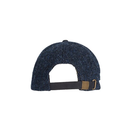 Walker en Hawkes Harris Tweed Brungton Baseball Cap Leren Klep Midnight Blue