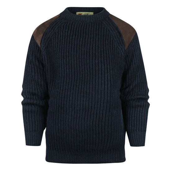 Highland Club Wollen Swaledale Trui Navy Donker Leer