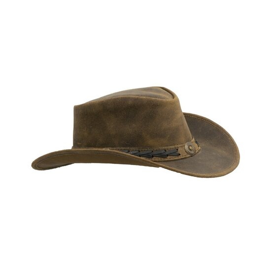 Walker en Hawkes Leather Outback Antique Explorer Hat Light Brown