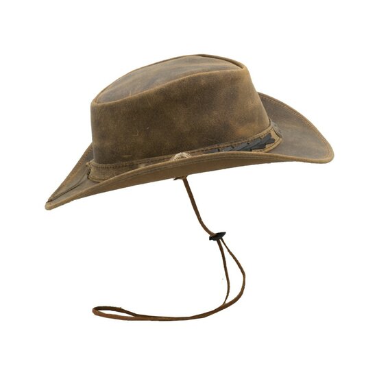 Walker en Hawkes Leather Outback Antique Explorer Hat Light Brown
