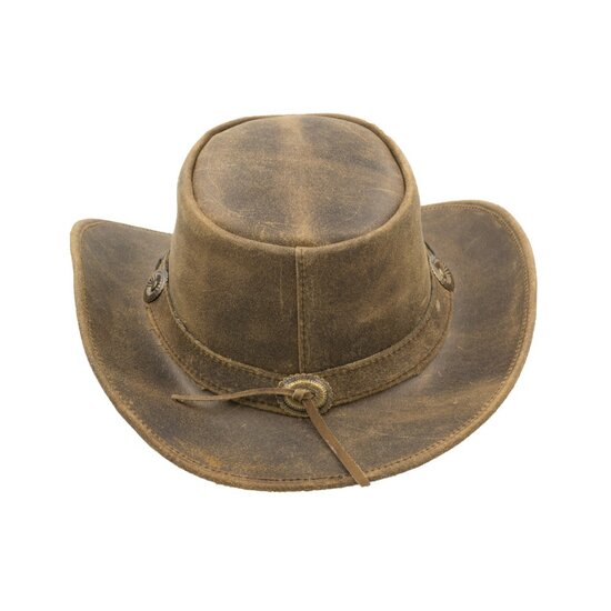 Walker en Hawkes Leather Outback Antique Explorer Hat Light Brown
