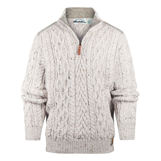 Aran Crafts Wollen trui Curracloe Oatmeal Nep