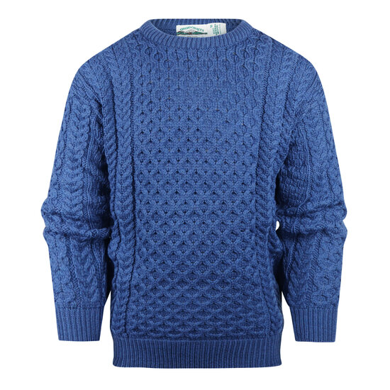 Aran Crafts (Unisex) Merinowollen Kabeltrui Kildare Denim
