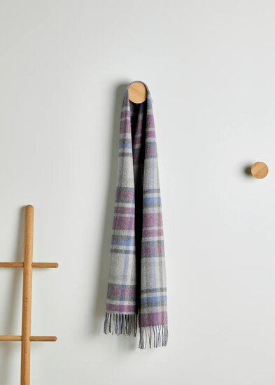 Foxford Lamswollen Sjaal Damask Grey Tartan