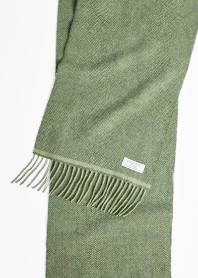Foxford Lamswollen Sjaal Green Herringbone