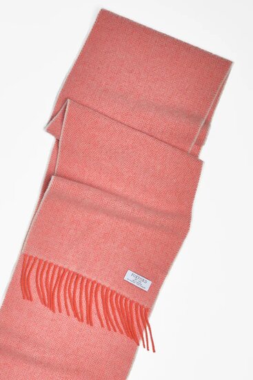 Foxford Lamswollen Sjaal Paprika Champagne Herringbone