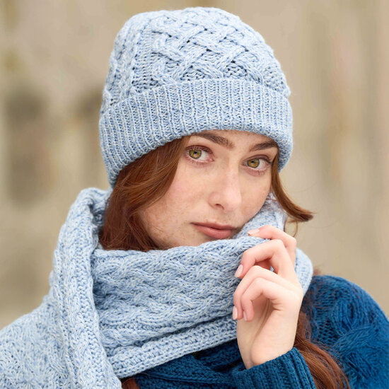 Aran Crafts Merinowollen (unisex) Muts Ice Marl