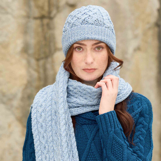Aran Crafts Merinowollen (unisex) Muts Ice Marl