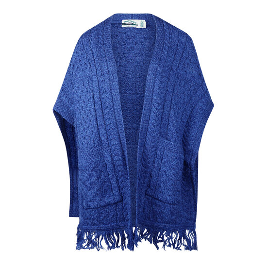 Aran Crafts Merinowollen sjaal poncho Blue Marl