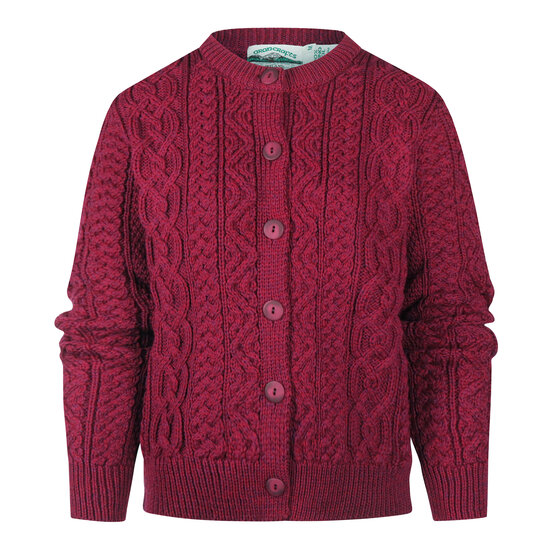 Aran Crafts Merinowollen Vest Tramore Fuchsia