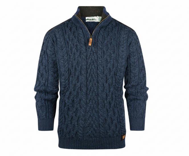 Aran Crafts Merinowollen trui Curracloe Navy
