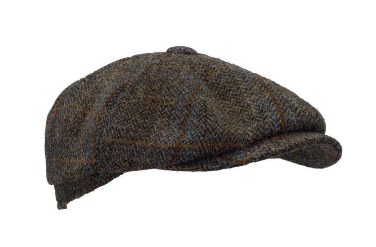 Walker en Hawkes Harris Tweed 8-Panel Thomas Baker Boy Cap Clinton Brown