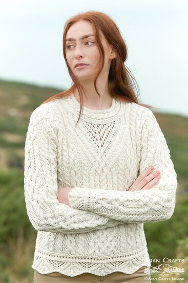 Aran Crafts Wollen trui Streedagh Natural