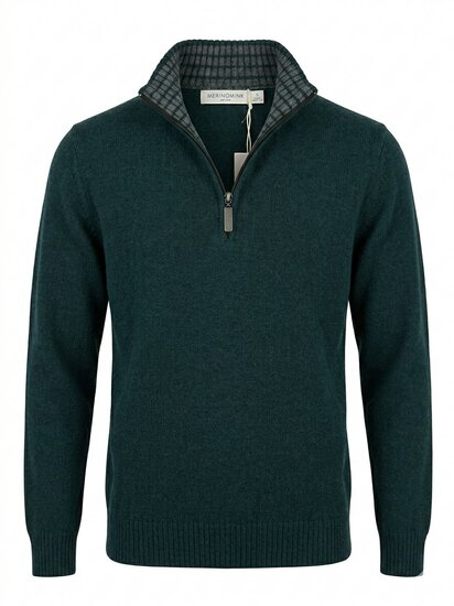 MerinoMink wollen trui Whittaker Half Zip - Peacock Slate