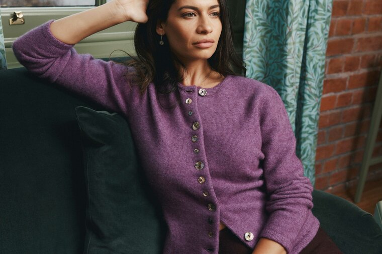 MerinoMink wollen vest Shell Cardigan - Lilac