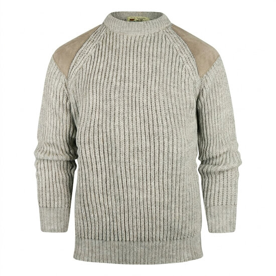 Highland Club Wollen Swaledale Trui Light Grey Welsh Licht Leer