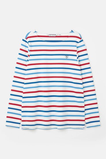 Lighthouse Shirt Causeway Red Current - Teal Stripe